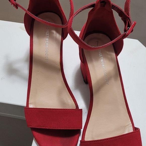SWS Red Suede Heels - Picture 3 of 3